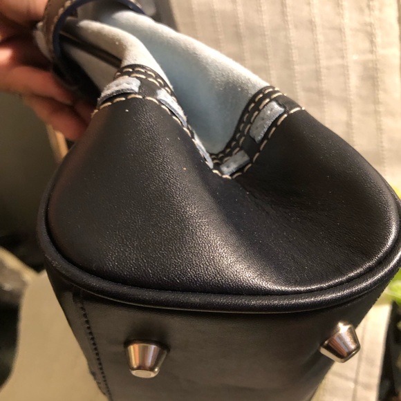 Coach blue suede and leather satchel - Picture 7 of 9